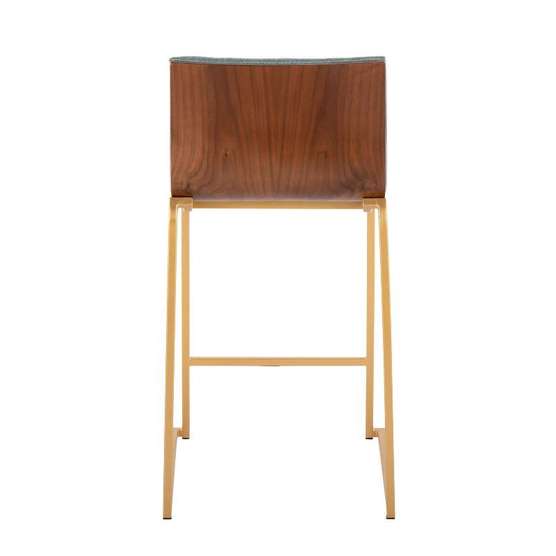 Set of 2 Mason Mara Counter Height Barstools Gold/Walnut/Green - LumiSource