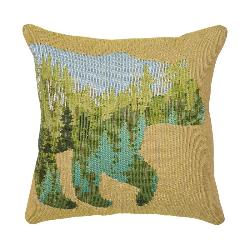Liora Manne Marina Bear Mountain Indoor/Outdoor Pillow Natural 18" x 18"