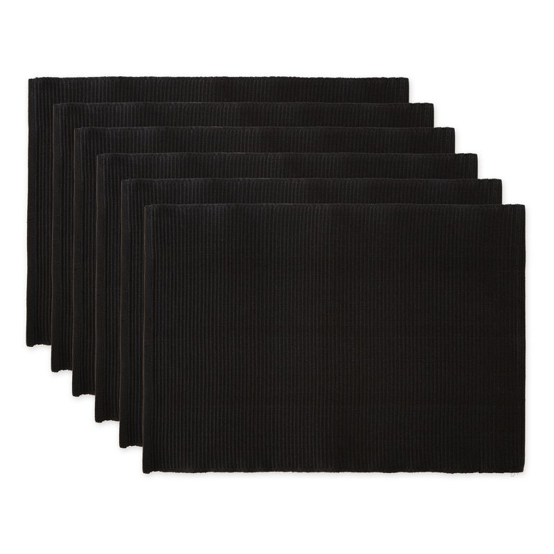 Design Imports Black Ribbed Placemat Set/6