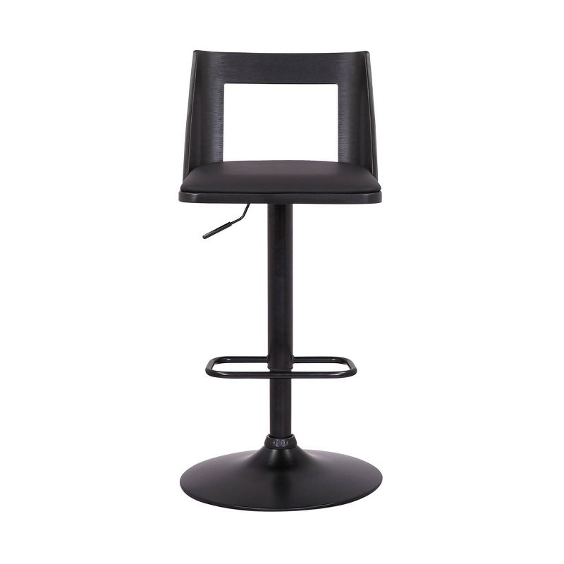 Armen Living Milan Adjustable Swivel Faux Leather Metal Barstool Black : Square Seat, Footrest, 250lb Capacity