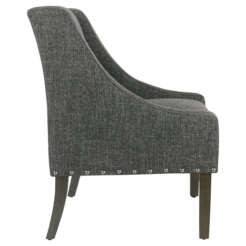 Modern Swoop Accent Chair with Nailhead Trim Slate Gray - HomePop: Upholstered, Dark Walnut Wood Legs, 250lb Capacity