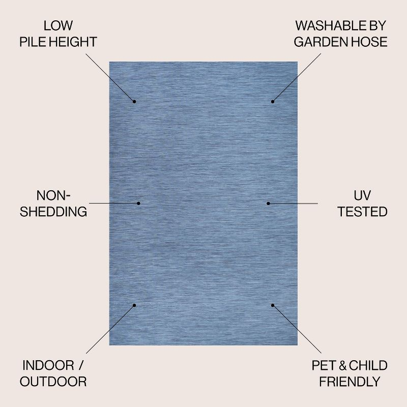 9'x12' Ethan Modern Flatweave Solid  Area Rug, Blue - JONATHAN Y