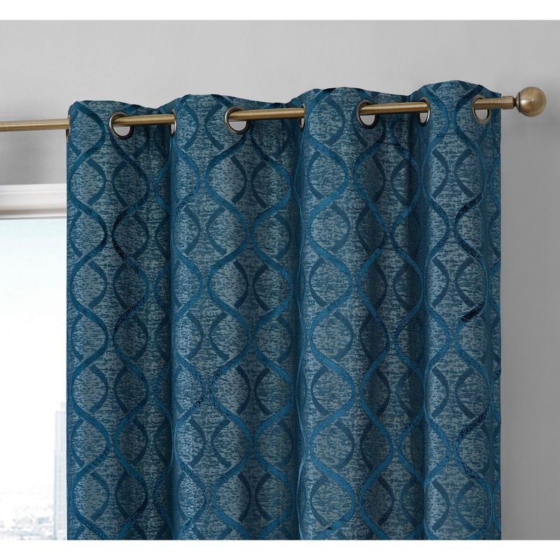 HLC.ME Versailles Lattice Flocked 100% Complete Blackout Thermal Insulated Window Curtain Grommet Panels, Set of 2 - Taupe, 50 W x 63 L