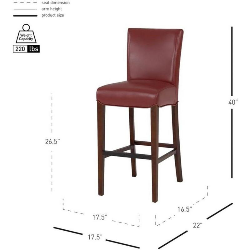New Pacific Direct Milton Bonded Leather Counter Bar & Counter Stools, Dark Brick Red