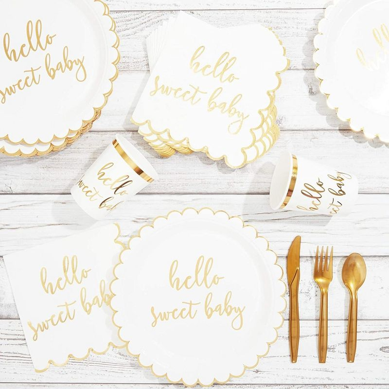 Sparkle and Bash 48-Pack Hello Sweet Baby Disposable Paper Plates 9" Baby Shower Party Supplies