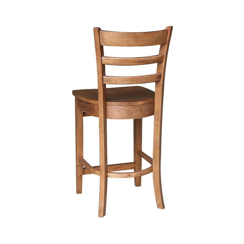 International Concepts 24" Emily Counter Height Barstool Distressed Oak: Hardwood Frame, Ladder-Back Design