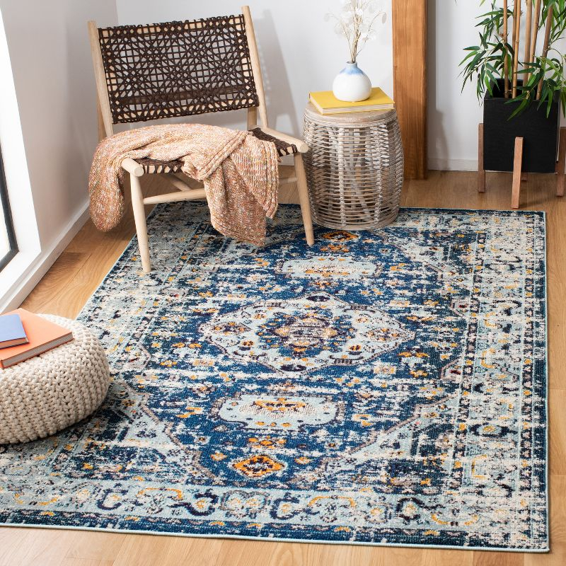 Madison MAD468 Power Loomed Indoor Area Rug - Dark Blue/Light Blue - 4'x6' - Safavieh