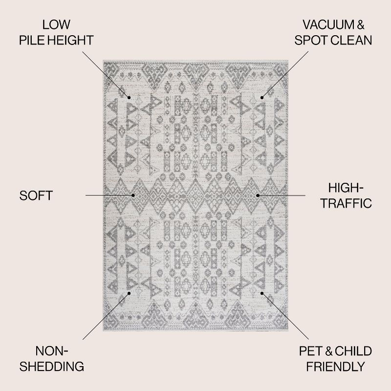 3'x5' Idris  Diamond Geometric Area Rug, Gray/Beige - JONATHAN Y