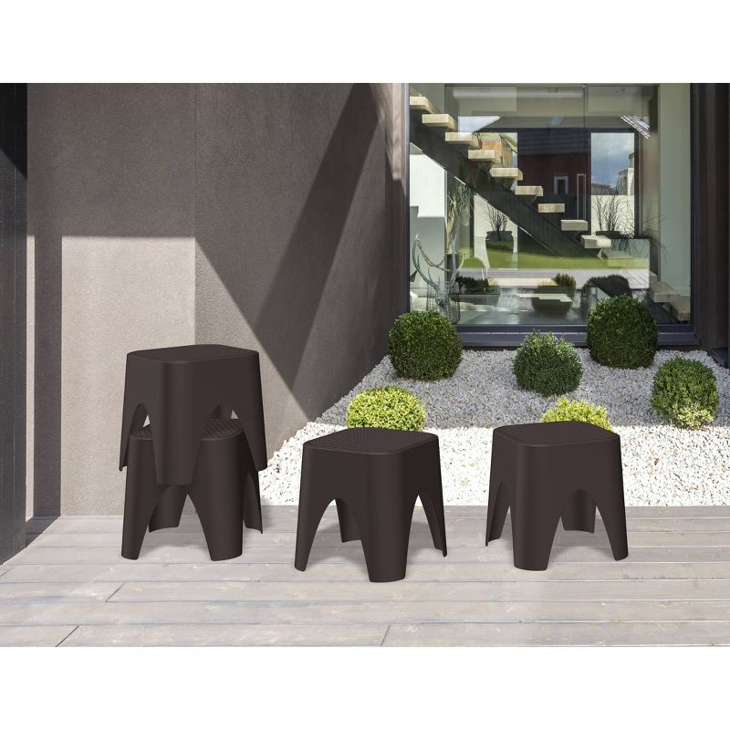 2pc Mallorca Stackable Rattan Top Side Table - Brown - Lagoon