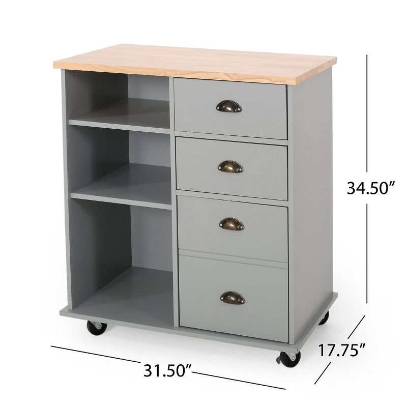 Provence Contemporary Kitchen Cart: Mobile Island, Storage, Rubberwood Surface - Christopher Knight Home