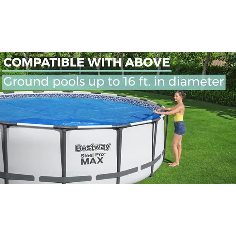 Bestway Flowclear 15 Feet Round Above Ground Solar Pool Cover Only for Pool Water Maintenance of Swimming Pools 16 Feet in Diameter, Blue