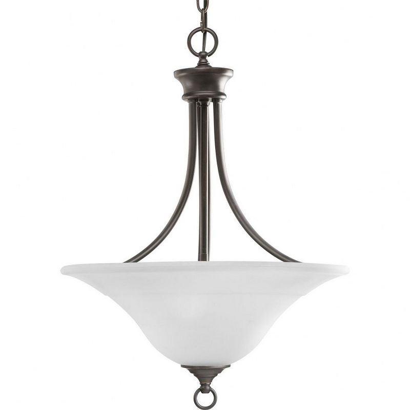 Progress Lighting Trinity Collection 3-Light Hall Foyer Fixture, Steel, Antique Bronze, Etched Glass Shade
