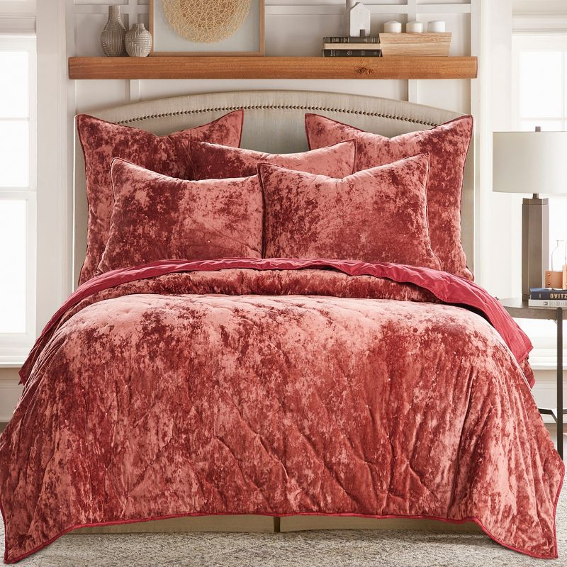 Abruzzi Velvet Red King Quilt - Birch Hill by Levtex Home