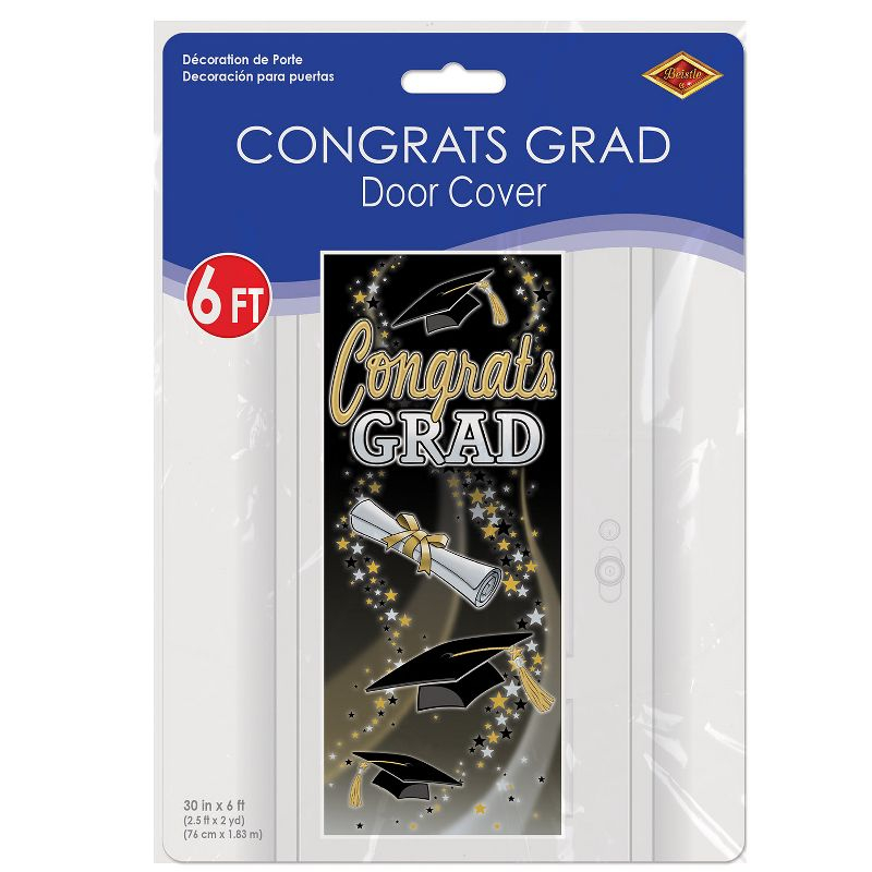 Beistle Congrats Grad Door Cover, 6' x 30", (2/Pkg) Multicolored