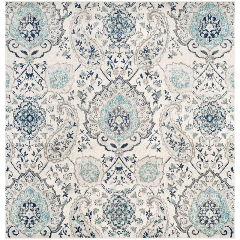 Madison MAD600 Power Loomed Indoor Area Rug - Cream/Light Grey - 4'x4' - Safavieh
