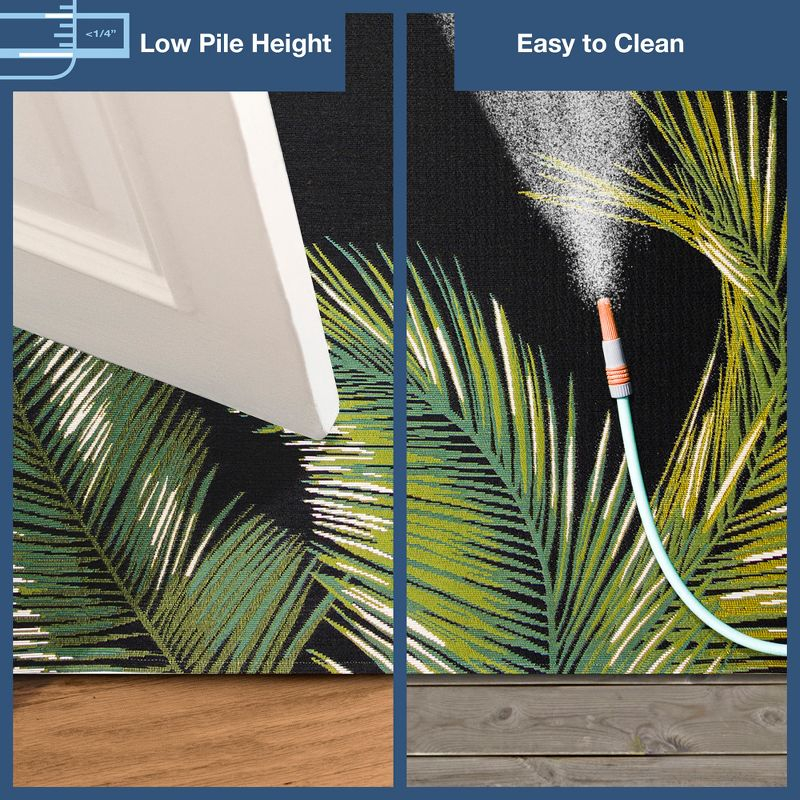 Liora Manne Marina Palm Border Indoor/Outdoor Rug Black 8'10" x 11'9"