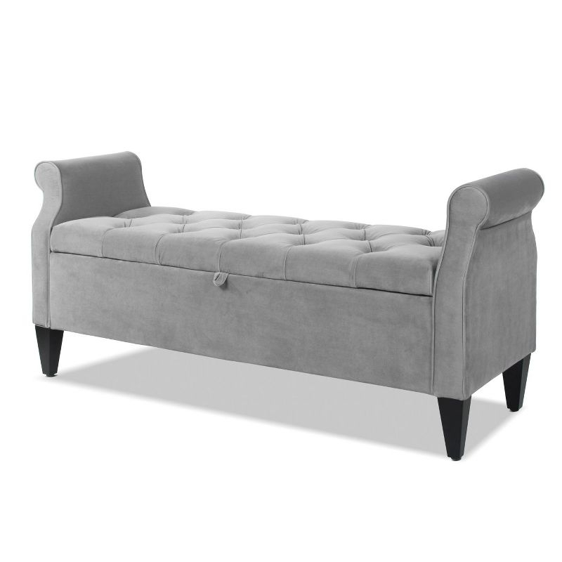 NicBex Modern 57.5" Storage Bench Wood Accent Stools with Tufted Top and Rolling Arms for Bedroom and Entryway, Gray