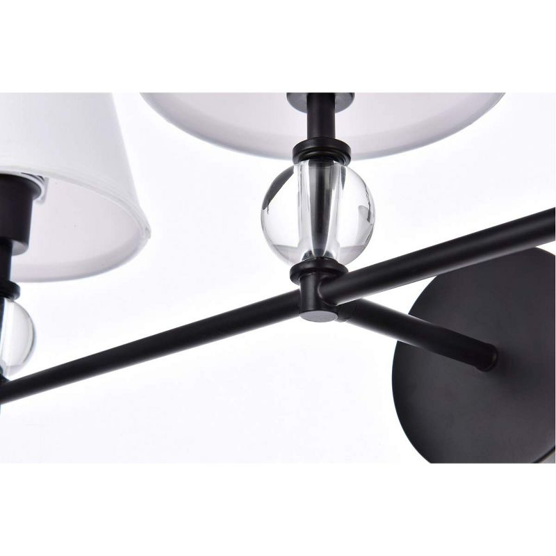 Elegant Lighting Bethany 3 lights bath sconce in black with white fabric shade