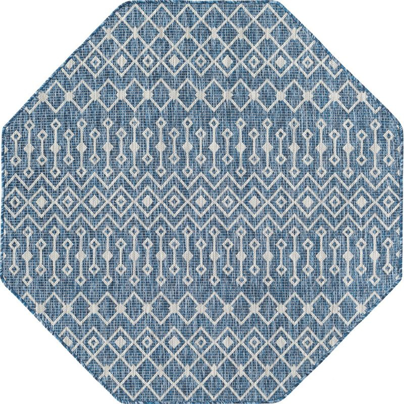 Unique Loom 5' 0 x 5' 0 Octagon Indoor/Outdoor Trellis Blue Area Rug