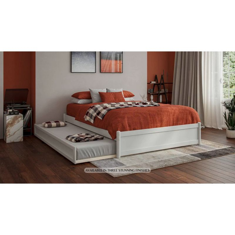 AFI Furnishings Full Panel Platform Bed with Twin Trundle in Walnut