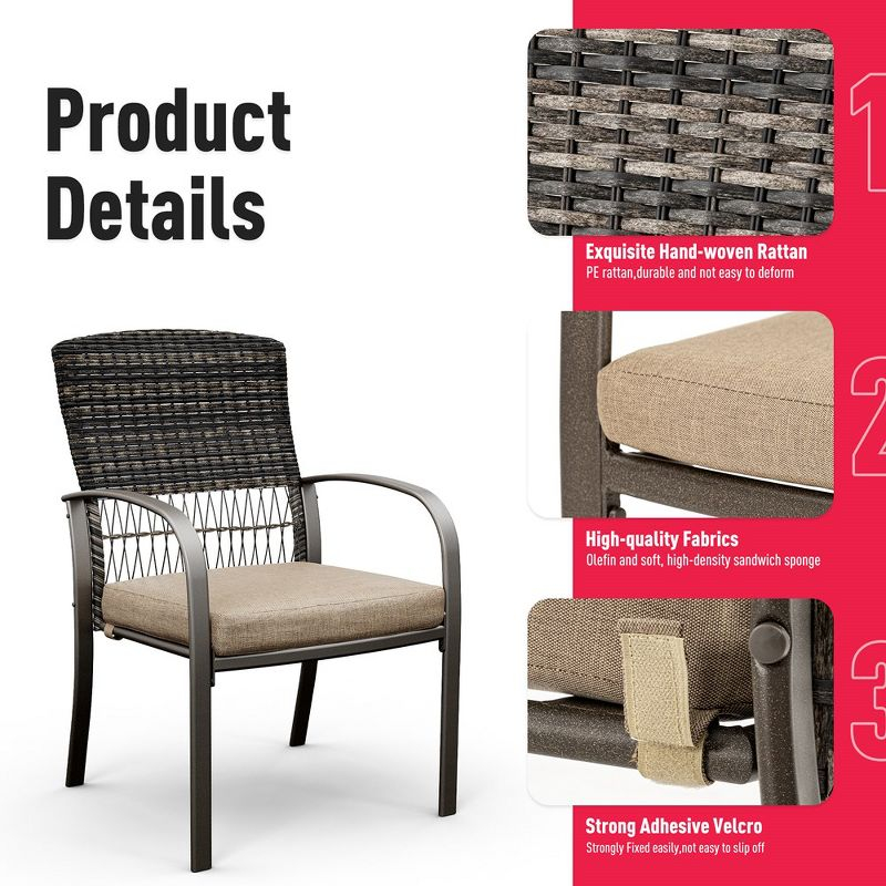 Pamapic 7-Piece PE Wicker Outdoor Dining Set with Brown Cushions