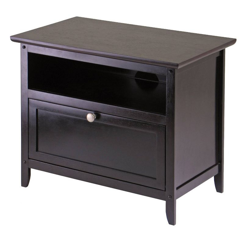 Zara TV Stand for TVs up to 32" Espresso 25" - Winsome: Media Console with Pull-Down Storage Door