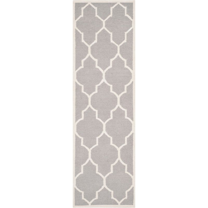 Dhurries DHU632 Hand Woven Runner Rug - Dark Grey/Ivory - 2'6"x10' - Safavieh.