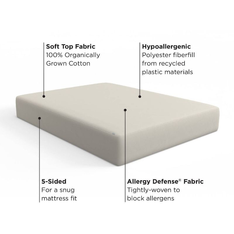 AllerEase Mattress Pad with 100% Organically Grown Cotton Top (6oz)