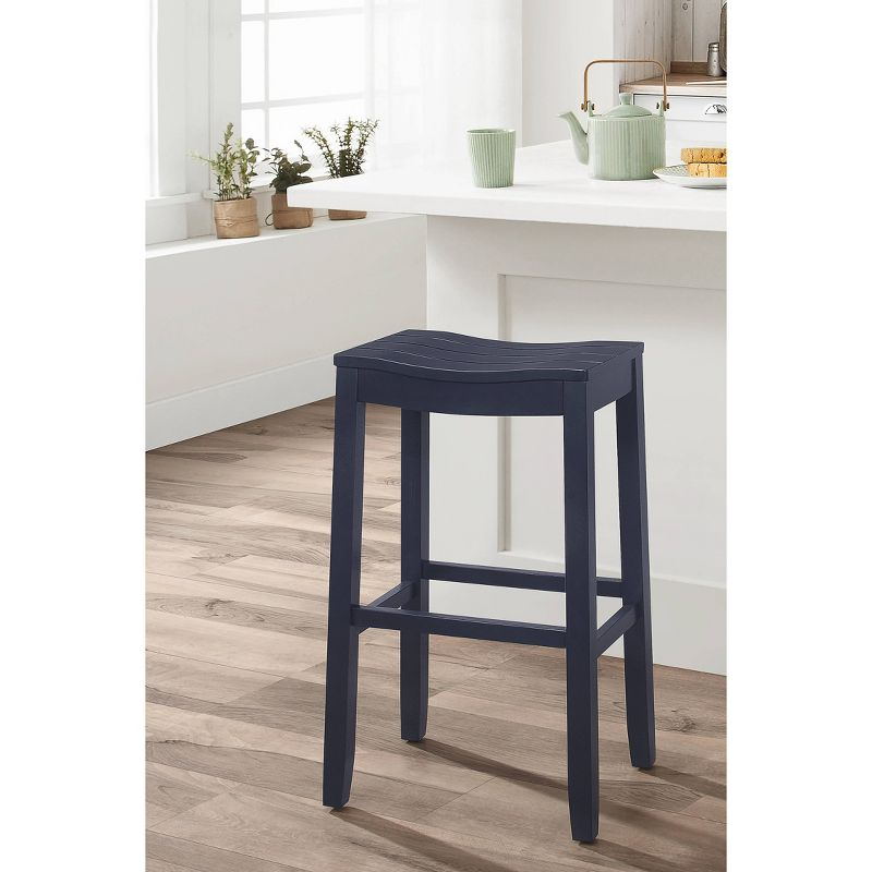 Hillsdale Furniture 30" Fiddler Backless Barstool Navy: Matte Finish, Wood Legs, Fixed Height