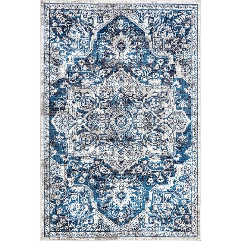 Nuloom Maryanne Geometric 7x9 Indoor Area Rug for Living Room Bedroom Dining Room Kitchen, Blue/Ivory