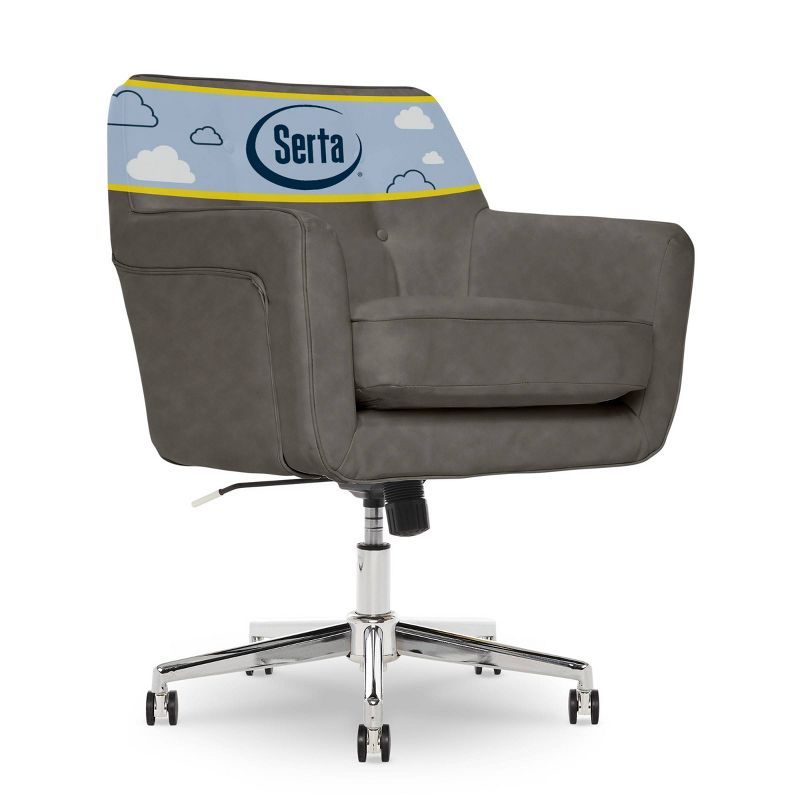 Style Ashland Home Office Chair Gathering Gray - Serta: Mid-Century, Tufted, Computer Chair