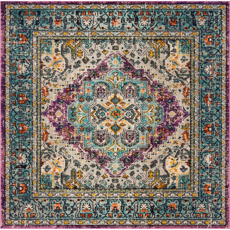 Monaco MNC251 Power Loomed Area Rug - Violet/Light Blue - 6'7"x6'7" - Safavieh.