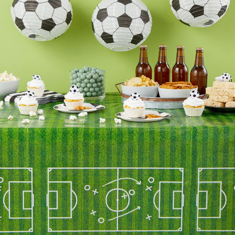 Blue Panda 3 Pack Grass Table Cloth, Sports Themed Birthday Party Supplies, 54x108 in