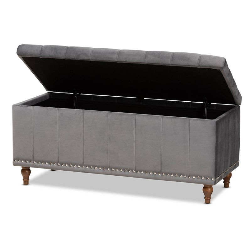 Kaylee Velvet Upholstered Button Tufted Ottoman Bench with Interior Storage - Baxton Studio