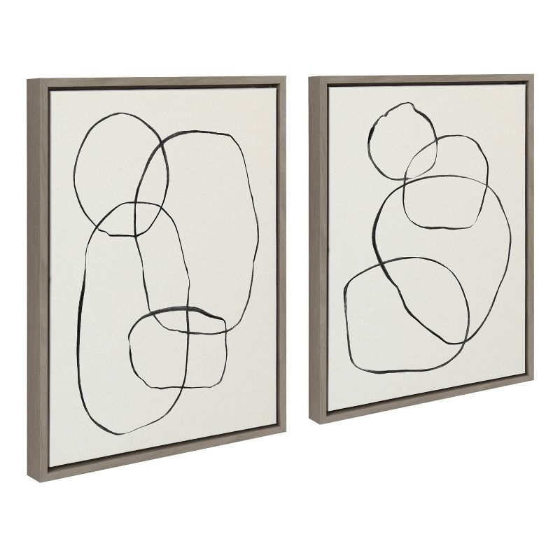 (Set of 2) 18" x 24" Sylvie Going in Circles by Teju Reval Textured Framed Canvas Set Gray - Kate & Laurel All Things Decor