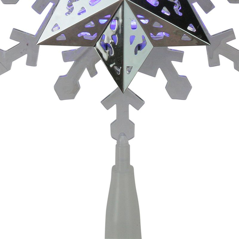 Kurt S. Adler LED Lighted Rotating Snowflake Christmas Tree Topper - 9.25" - White and Blue - Clear Lights