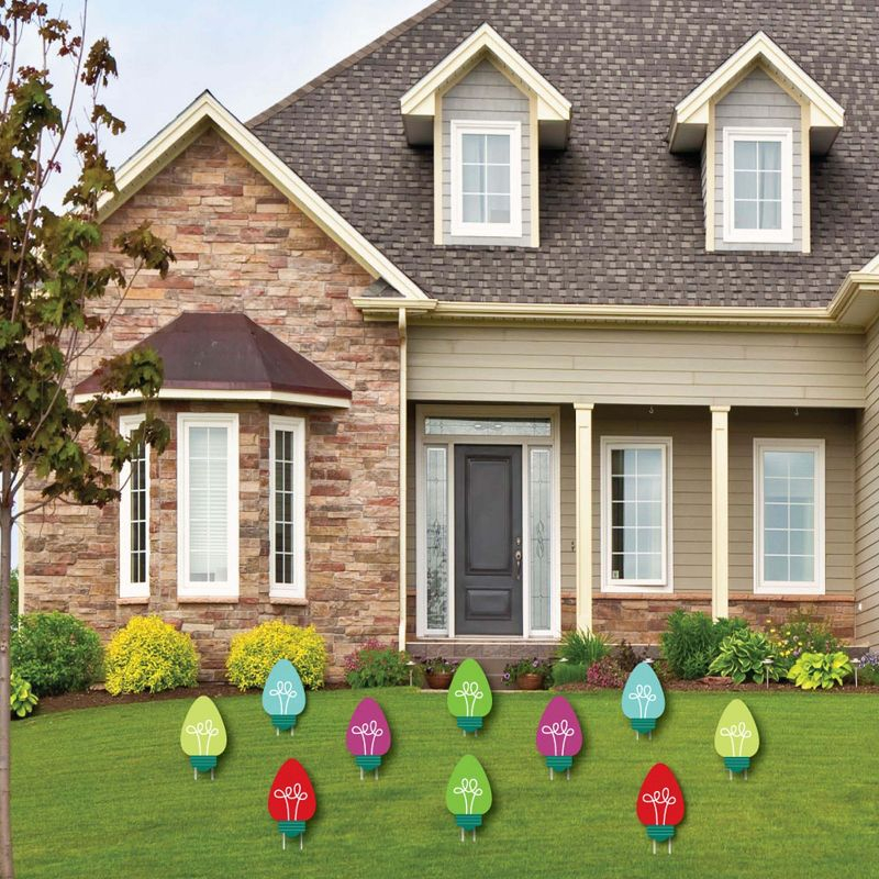 Big Dot of Happiness Christmas Light Bulbs - Lawn Decorations - Outdoor Holiday Party Yard Decorations - 10 Piece