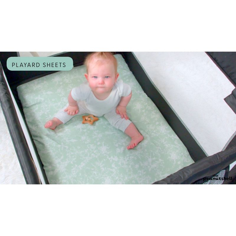 The Peanutshell Mini Crib Sheet Set - 3 Pack - Multiuse for Pack & Play, Playard, Playpen, Mini Crib - Green Safari Animals