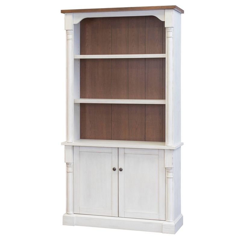 78" Durham 3 Shelf Bookcase with Lower Doors White - Martin Furniture: Cottage Style, Metal Hardware