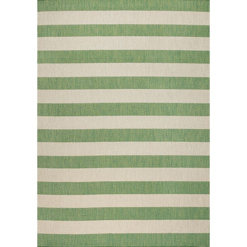 5' x 8' Negril Two-Tone Wide Stripe Indoor/Outdoor Area Rug, Green/Cream - JONATHAN Y