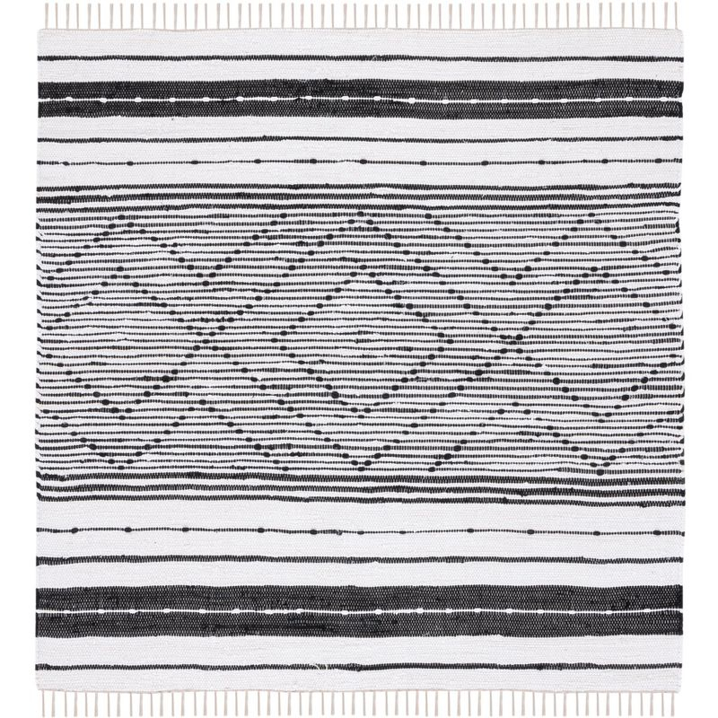 Striped Kilim STK200 Hand Woven Area Rug - Black/Ivory - 6'x6' - Safavieh.