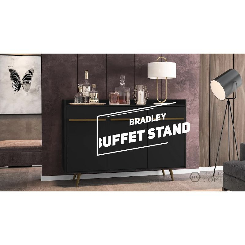53.54" Bradley Buffet Stand Rustic Brown - Manhattan Comfort: Mid-Century Modern Sideboard, Fixed Shelves