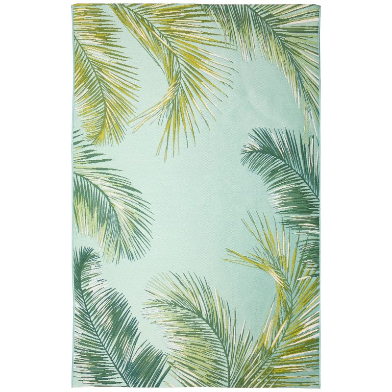 Liora Manne Marina Palm Border Indoor/Outdoor Rug Aqua 3'3" x 4'11"