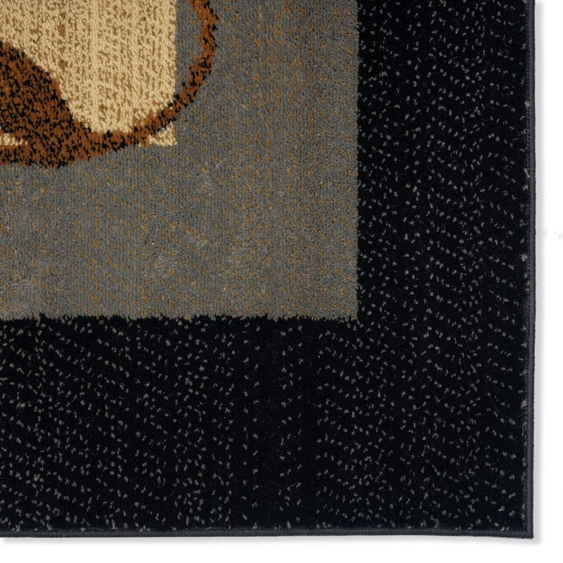 Home Dynamix Royalty Clover Contemporary Geometric Border Runner Area Rug, Black/Blue, 1'9"x7'2"