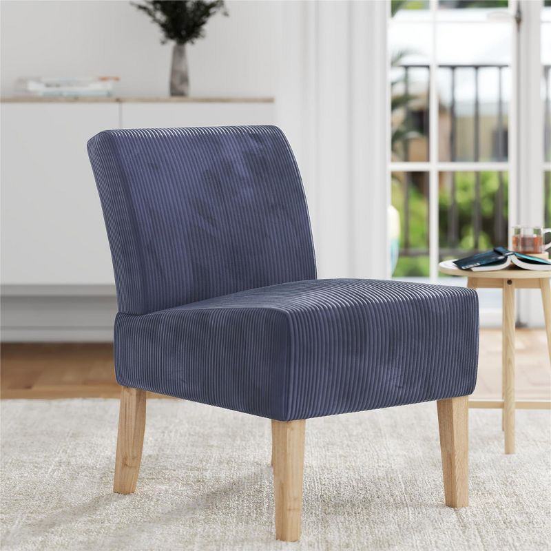 DHP Hazen Armless Upholstered Accent Chair, Navy Corduroy