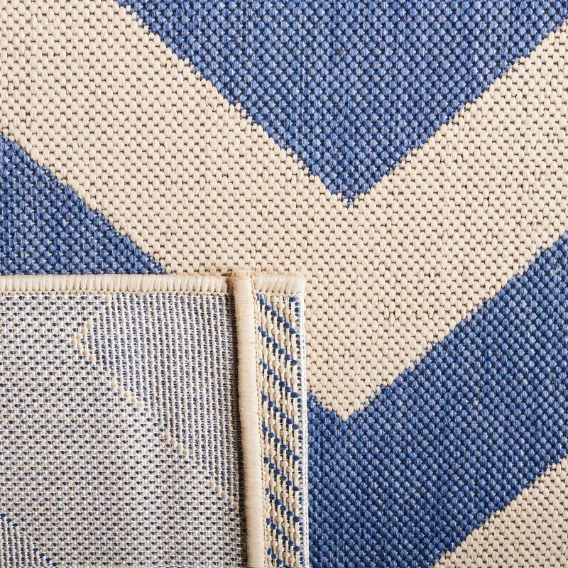 Courtyard CY6244 Power Loomed Indoor and Outdoor Area Rug - Blue/Beige - 6'7"x6'7" - Safavieh