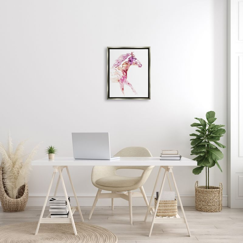 Stupell Industries Abstract Pink Horse GallopingFloater Canvas Wall Art, 17 x 21
