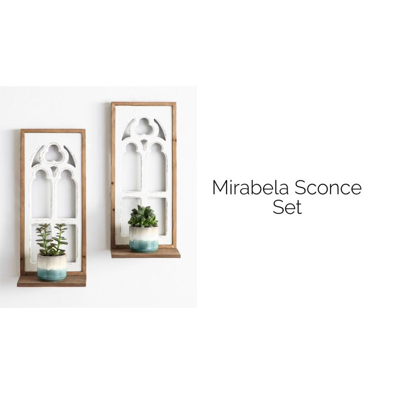 Kate and Laurel Mirabela Rectangle Wood Wall Sconce, 2 Piece, Rustic Brown and White