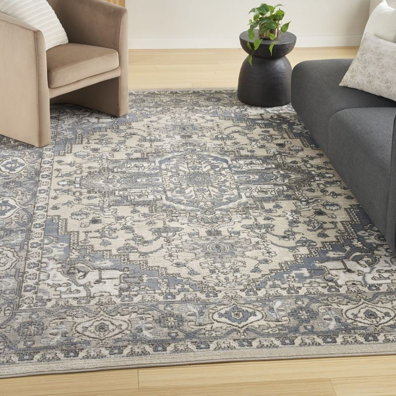 Nourison 8'10" x 11'10" Concerto Center Medallion Indoor Area Rug Ivory Blue