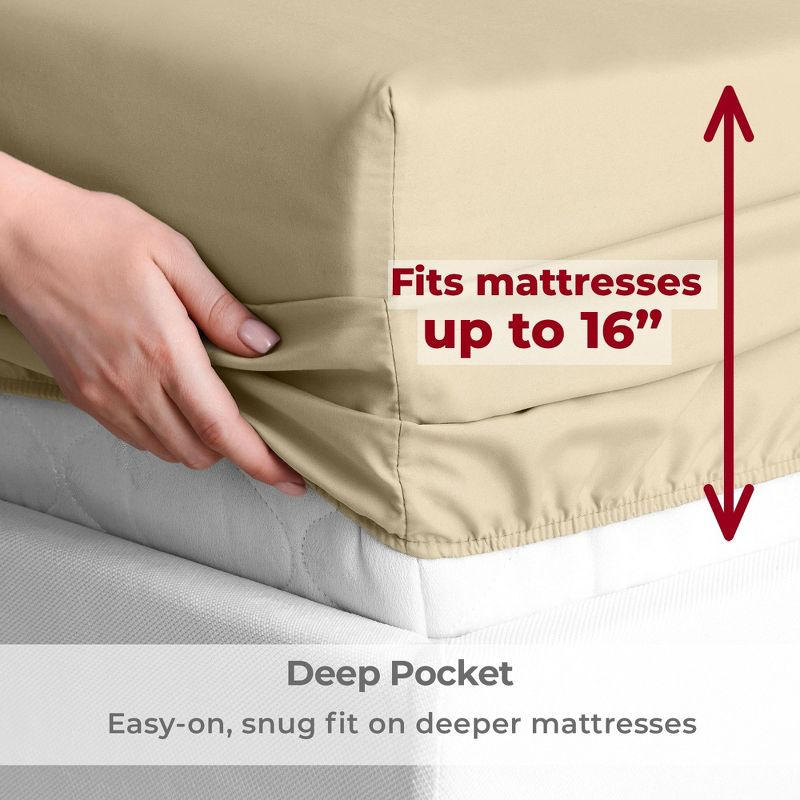 Mellanni Brushed Microfiber Sheet Set, Full, Beige, 4 Piece